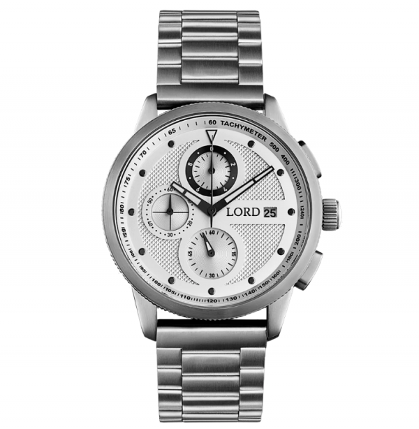 Chronograph dengan tampilan silver stainless steel
